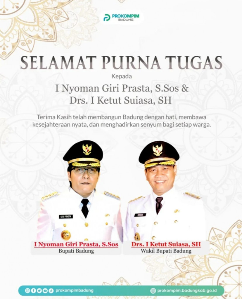 Purna Tugas Bupati dan Wakil Bupati Badung 2016-2024